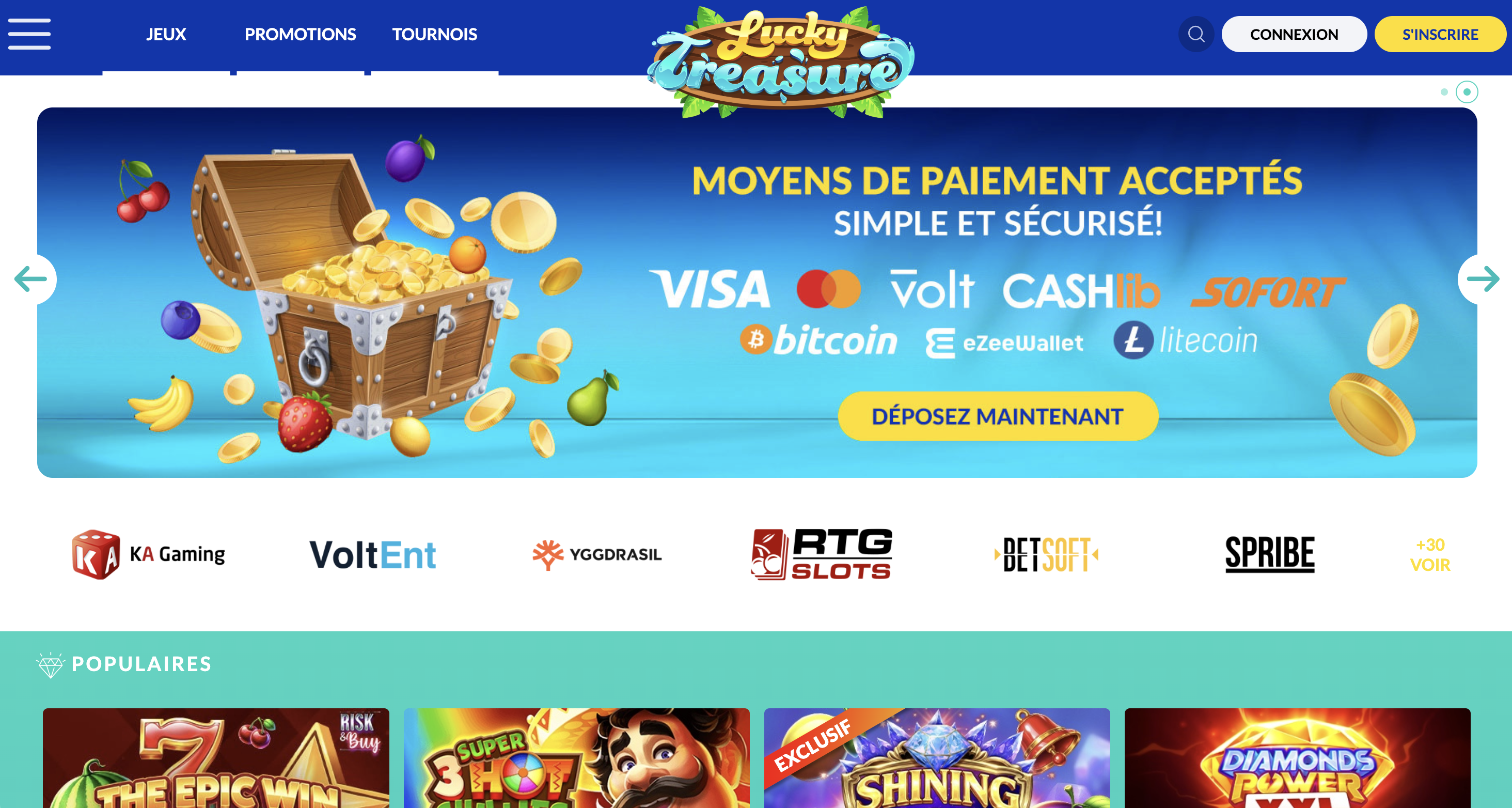 lucky treasure -- 60 tours gratuits offerts code bonus casino sans depot